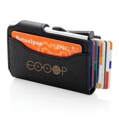 Vue Porte-cartes anti RFID en aluminium et PU de couleur noir| Krokrodeal