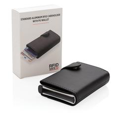 Vue Porte-cartes anti RFID en aluminium et PU de couleur noir| Krokrodeal