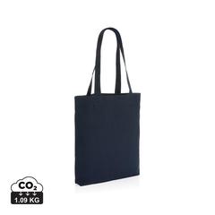 Vue Sac tote en toile recyclée et non teintée Impact AWARE™ de couleur bleu| Krokrodeal
