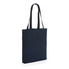 Vue Sac tote en toile recyclée et non teintée Impact AWARE™ de couleur bleu| Krokrodeal