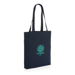 Vue Sac tote en toile recyclée et non teintée Impact AWARE™ de couleur bleu| Krokrodeal