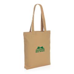 Vue Sac tote en toile recyclée et non teintée Impact AWARE™ de couleur marron| Krokrodeal