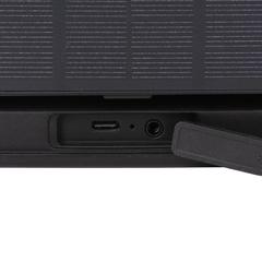 Vue Enceinte 12W solaire en plastique recyclé RCS Skywave de couleur noir| Krokrodeal
