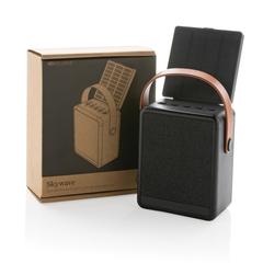 Vue Enceinte 12W solaire en plastique recyclé RCS Skywave de couleur noir| Krokrodeal