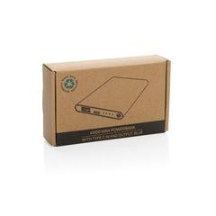 Vue Powerbank 4000mAh en plastique recyclé/aluminium RCS de couleur bleu| Krokrodeal