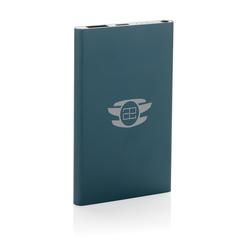 Vue Powerbank 4000mAh en plastique recyclé/aluminium RCS de couleur bleu| Krokrodeal
