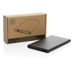Vue Powerbank 4000mAh en plastique recyclé/aluminium RCS de couleur noir| Krokrodeal