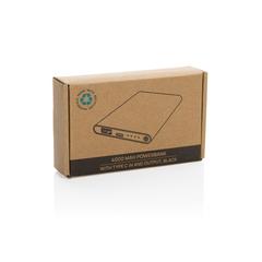 Vue Powerbank 4000mAh en plastique recyclé/aluminium RCS de couleur noir| Krokrodeal