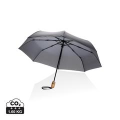 Vue Parapluie 21" automatique rPET 190T et bambou Impact AWARE™ de couleur gris| Krokrodeal