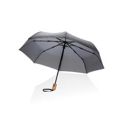 Vue Parapluie 21" automatique rPET 190T et bambou Impact AWARE™ de couleur gris| Krokrodeal