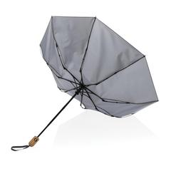 Vue Parapluie 21" automatique rPET 190T et bambou Impact AWARE™ de couleur gris| Krokrodeal