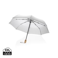 Vue Parapluie 21" automatique rPET 190T et bambou Impact AWARE™ de couleur blanc| Krokrodeal