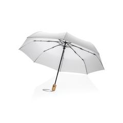 Vue Parapluie 21" automatique rPET 190T et bambou Impact AWARE™ de couleur blanc| Krokrodeal