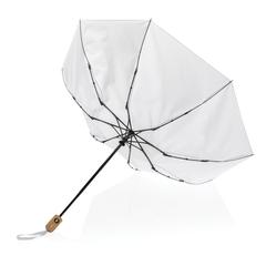 Vue Parapluie 21" automatique rPET 190T et bambou Impact AWARE™ de couleur blanc| Krokrodeal