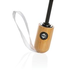 Vue Parapluie 21" automatique rPET 190T et bambou Impact AWARE™ de couleur blanc| Krokrodeal