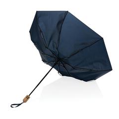 Vue Parapluie 21" automatique rPET 190T et bambou Impact AWARE™ de couleur bleu| Krokrodeal