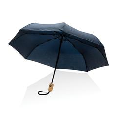 Vue Parapluie 21" automatique rPET 190T et bambou Impact AWARE™ de couleur bleu| Krokrodeal
