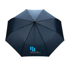 Vue Parapluie 21" automatique rPET 190T et bambou Impact AWARE™ de couleur bleu| Krokrodeal