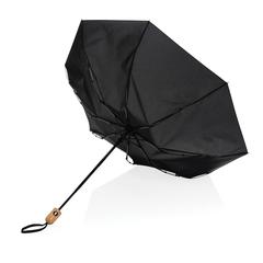 Vue Parapluie 21" automatique rPET 190T et bambou Impact AWARE™ de couleur noir| Krokrodeal
