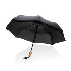 Vue Parapluie 21" automatique rPET 190T et bambou Impact AWARE™ de couleur noir| Krokrodeal