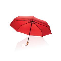 Vue Parapluie 21" automatique rPET 190T et bambou Impact AWARE™ de couleur rouge| Krokrodeal