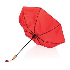 Vue Parapluie 21" automatique rPET 190T et bambou Impact AWARE™ de couleur rouge| Krokrodeal
