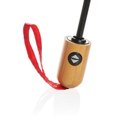 Vue Parapluie 21" automatique rPET 190T et bambou Impact AWARE™ de couleur rouge| Krokrodeal