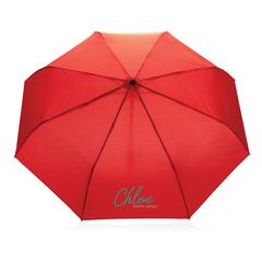 Vue Parapluie 21" automatique rPET 190T et bambou Impact AWARE™ de couleur rouge| Krokrodeal