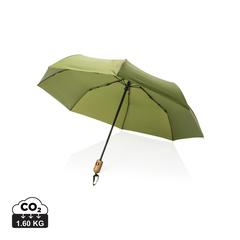 Vue Parapluie 21" automatique rPET 190T et bambou Impact AWARE™ de couleur vert| Krokrodeal
