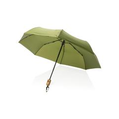 Vue Parapluie 21" automatique rPET 190T et bambou Impact AWARE™ de couleur vert| Krokrodeal