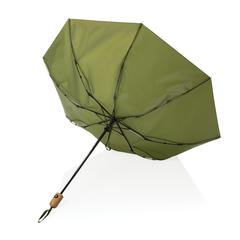 Vue Parapluie 21" automatique rPET 190T et bambou Impact AWARE™ de couleur vert| Krokrodeal