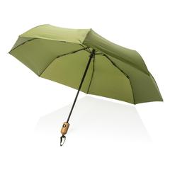 Vue Parapluie 21" automatique rPET 190T et bambou Impact AWARE™ de couleur vert| Krokrodeal