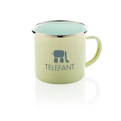 Vue Tasse en émail de couleur blanc| Krokrodeal