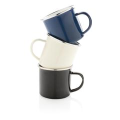 Vue Tasse en émail de couleur blanc| Krokrodeal