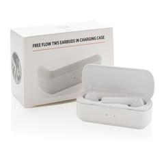 Vue Ecouteurs TWS dans son boîtier de charge Flow de couleur blanc| Krokrodeal