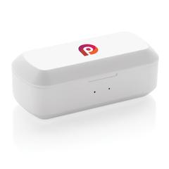 Vue Ecouteurs TWS dans son boîtier de charge Flow de couleur blanc| Krokrodeal