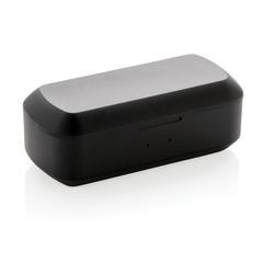 Vue Ecouteurs TWS dans son boîtier de charge Flow de couleur noir| Krokrodeal