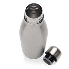 Vue Bouteille d'eau en acier inox recyclé certifié RCS Eureka de couleur gris| Krokrodeal