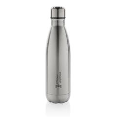 Vue Bouteille d'eau en acier inox recyclé certifié RCS Eureka de couleur gris| Krokrodeal