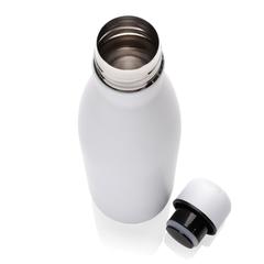 Vue Bouteille d'eau en acier inox recyclé certifié RCS Eureka de couleur blanc| Krokrodeal