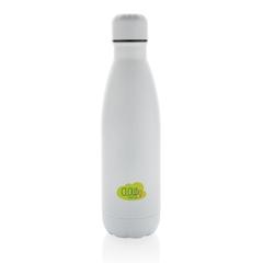 Vue Bouteille d'eau en acier inox recyclé certifié RCS Eureka de couleur blanc| Krokrodeal