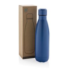 Vue Bouteille d'eau en acier inox recyclé certifié RCS Eureka de couleur bleu| Krokrodeal