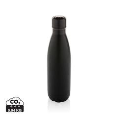 Vue Bouteille d'eau en acier inox recyclé certifié RCS Eureka de couleur noir| Krokrodeal