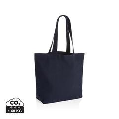 Vue Sac shopping en toile 240g/m² recyclée non teinté Aware™ de couleur bleu| Krokrodeal