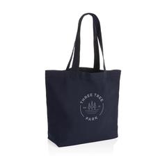 Vue Sac shopping en toile 240g/m² recyclée non teinté Aware™ de couleur bleu| Krokrodeal