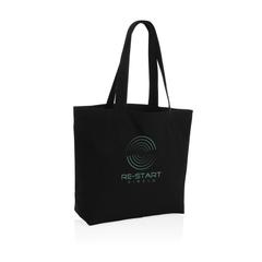 Vue Sac shopping en toile 240g/m² recyclée non teinté Aware™ de couleur noir| Krokrodeal