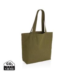 Vue Sac shopping en toile 240g/m² recyclée non teinté Aware™ de couleur vert| Krokrodeal