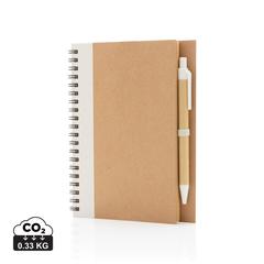 Vue Cahier à spirales kraft avec stylo de couleur blanc| Krokrodeal