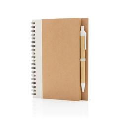 Vue Cahier à spirales kraft avec stylo de couleur blanc| Krokrodeal