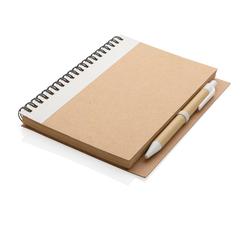 Vue Cahier à spirales kraft avec stylo de couleur blanc| Krokrodeal